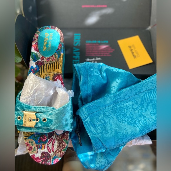 DR. SCHOLL'S Tiger Original Iris Apfel Collaboration Velvet Sandals/Clogs. NWT - Picture 4 of 16